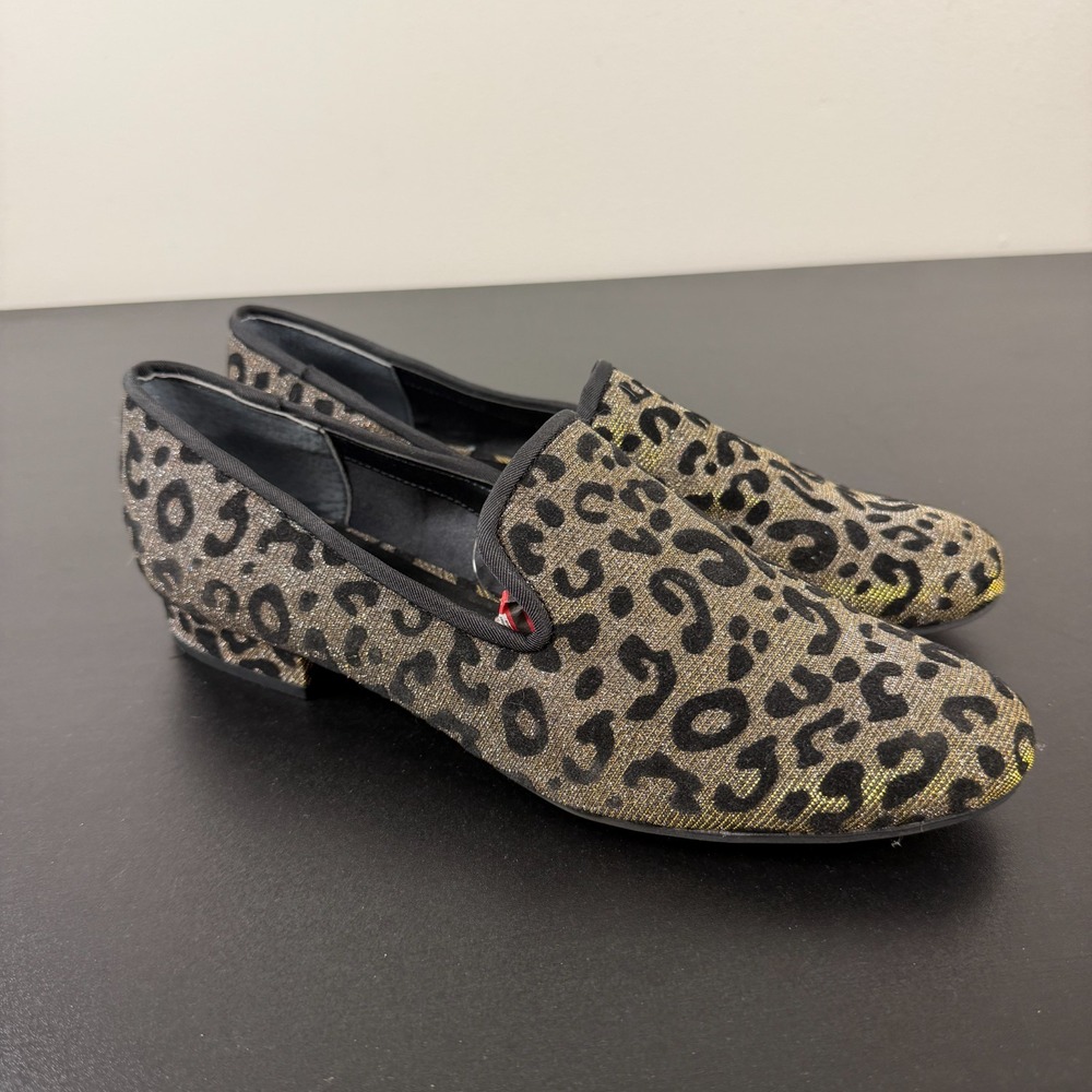 Unisa UnlovII Loafers Womens 8.5M Black Gold Leopard Print Casual Slip On Career
